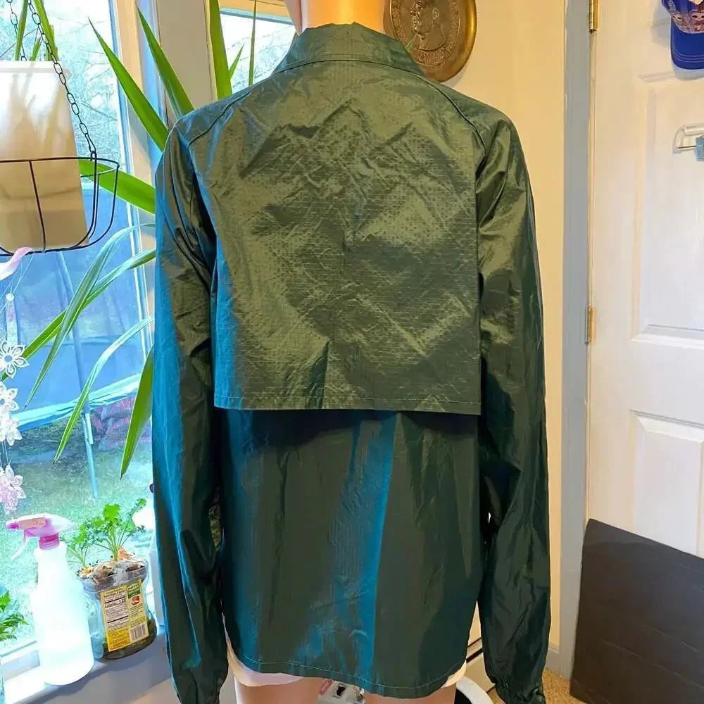 Y2K Forrester’s 100% Nylon Wind Breakers Rain Jacket Unisex Adult M Pocket Green - Picture 2 of 5